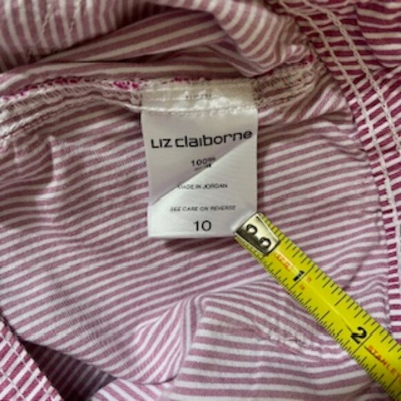 Liz Claiborne Pink Striped Cropped Pants - Picture 4 of 8